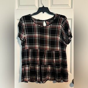 Torrid Women's Black and Red Plaid Blouse